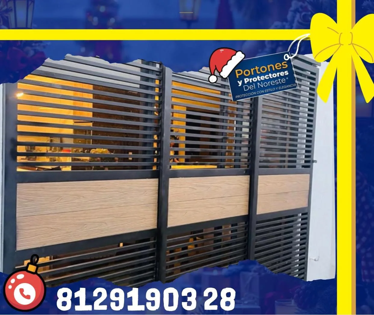 Portón metálico de barras horizontales y diseño contemporáneo